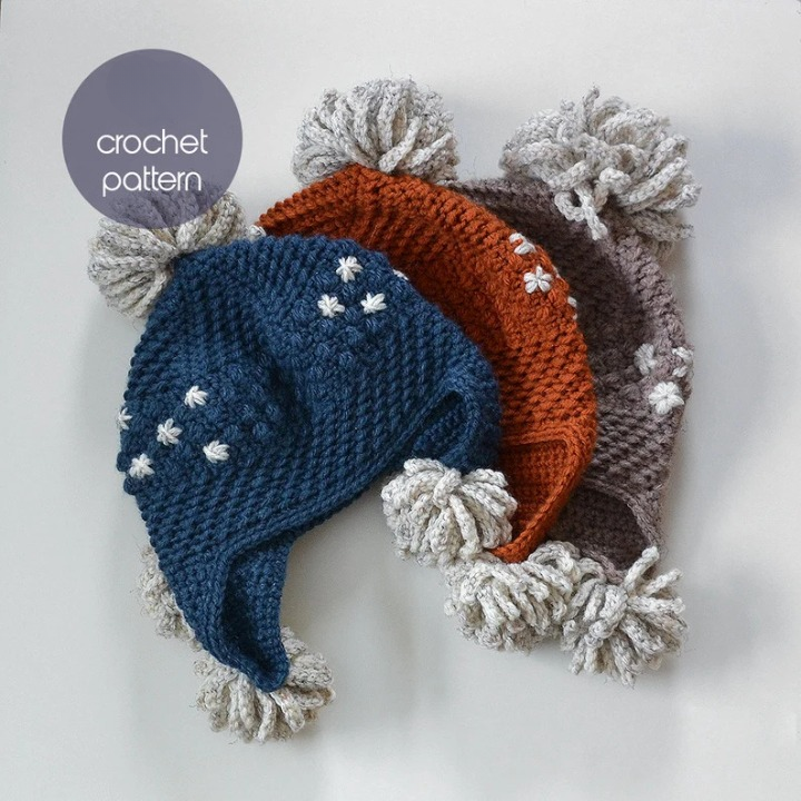 Pompom Winter Hat Crochet Pattern ✨ Sizes Newborn to Adult XL