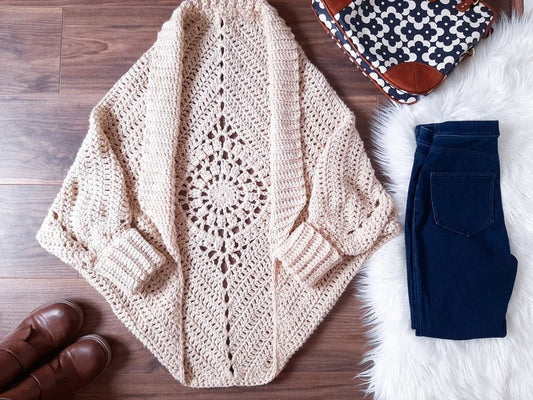 Dream Catcher Cardi Crochet Pattern ✨ Oversized Shrug for All Sizes (XS-4X)