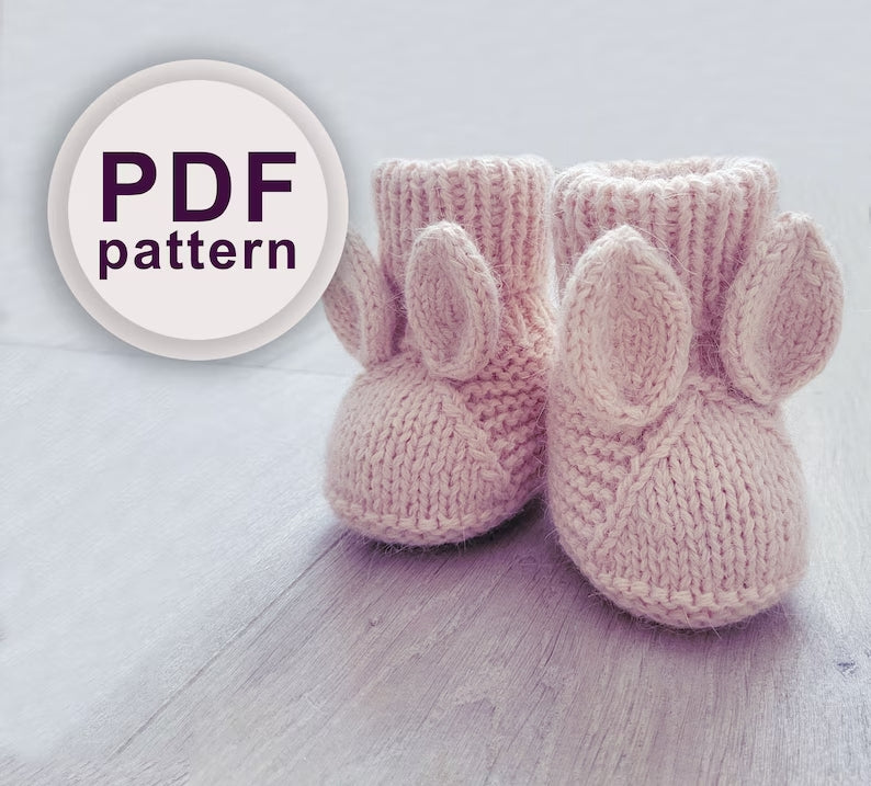 Knitting Pattern - Baby Booties Bunny (PDF)